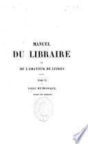 Manuel du librairie et de l'amateur de livres
