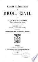 Manuel élémentaire de droit civil: Matières du deuxième examen