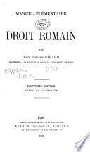 Manuel élémentaire de droit romain