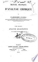 Manuel pratique d'analyse chimique