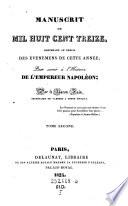 Manuscrit de mil huit cent treize