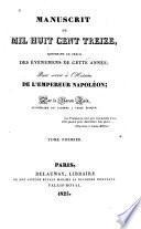 Manuscrit de mil huit cent treize