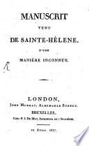 Manuscrit venu de Sainte-Héléne, d'une manière inconnue