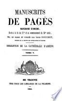 Manuscrits de Pagès marchand d'Amiens, écrits à la fin du 17e et au commencement du 18e siècle, sur Amiens et la Picardie