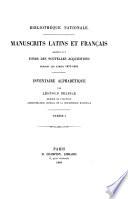 Manuscrits latins et français ajoutés aux fonds des nouvelles acquisitions pendant les années 1875-1891