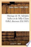 Mariage de M. Adolphe Salles Et de Mlle Claire Eiffel, Discours
