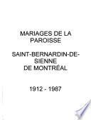 Mariages de la paroisse Saint-Bernardin-de-Sienne de Montréal, 1912-1987
