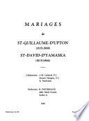 Mariages de St-Guillaume-d'Upton, 1835-1966, St-David-d'Yamaska, 1835-1966