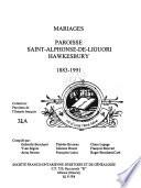 Mariages, paroisse Saint-Alphonse-de-Liguori, Hawkesbury, 1883-1991