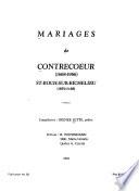 Marriages de Contrecoeur, 1668-1966