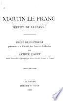 Martin Le Franc, prèvôt de Lausanne
