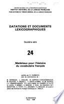 Matériaux pour l'histoire du vocabulaire français