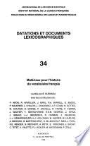 Matériaux pour l'histoire du vocabulaire français