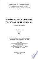 Matériaux pour l'histoire du vocabulaire français