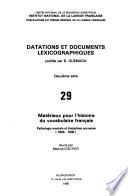 Matériaux pour l'histoire du vocabulaire français