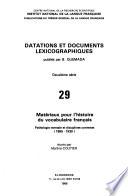 Matériaux pour l'histoire du vocabulaire français