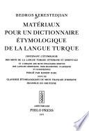 Matériaux pour un dictionnaire étymologique de la langue turque