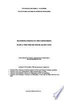 Mathematiques et metaphysique dans l'oeuvre de Nicolas de Cues