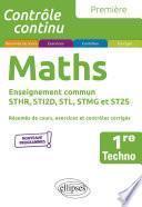 Mathématiques - Première technologique enseignement commun STHR, STI2D, STL, STMG et ST2S