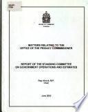 Matters Relating to the Office of the Privacy Commissioner