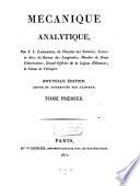 Mecanique analytique, Nouvelle edition, revue et augmentee par l'auteur