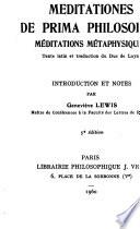 Meditationes de prima philosophia: méditations métaphysiques
