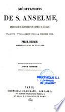 Méditations de S. Anselme, archevêque de Cantorbéry et docteur de l'église