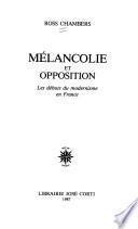 Mélancolie et opposition