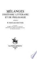 Mélanges d'histoire littéraire et de philologie