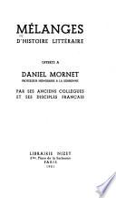 Mélanges d'histoire littéraire