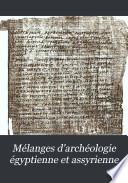 Mélanges dárchéologie égyptienne et assyrienne