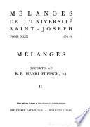 Mélanges de l'Université Saint-Joseph