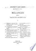 Mélanges de l'Université Saint-Joseph