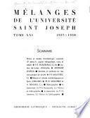 Mélanges de l'Université Saint-Joseph