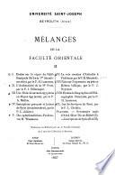 Mélanges de la Faculté orientale