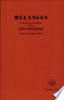 Mélanges de linguistique et de littérature offerts à Lein Geschiere