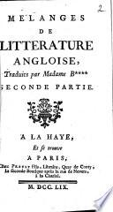 Mélanges De Litterature Angloise