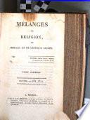 Mélanges de religion, de morale et de critique sacrée
