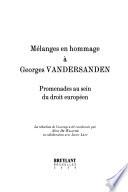 Mélanges en hommage à Georges Vandersanden
