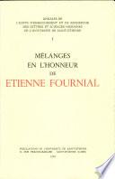Mélanges en l'honneur de Etienne Fournial