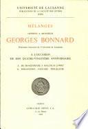Mélanges offerts à M. Georges Bonnard