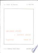 Melanges Offerts a Maurice Molho