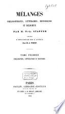 Mélanges philosophiques, littéraires, historiques et religieux