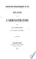 Mélanges sur l'administration