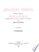 Mélanges syriens offerts à monsieur René Dussaud