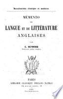 Memento de langue et de litterature anglaises