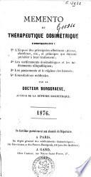 Memento de thérapeutique dosimétrique