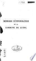 Mémoire d'information de la commune de Lutry au Grand Conseil de Vaud sur la demande des Monts de Savigny d'être séparés de cette commune, pour former une commune différente