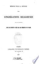 Mémoire pour la défense des congrégations religieuses