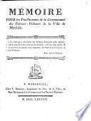 Memoire pour les Prud ́homes de la Communauté des Patrons-Pêcheurs de la ville de Marseille